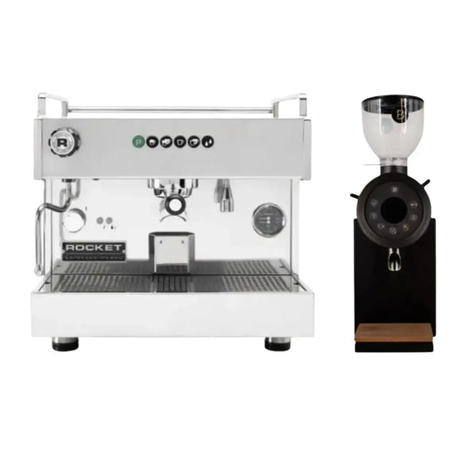 Rocket Boxer Tank Coffee Machine + Bentwood Vertical 63 Coffee Grinder - Commercial Bundle Kit