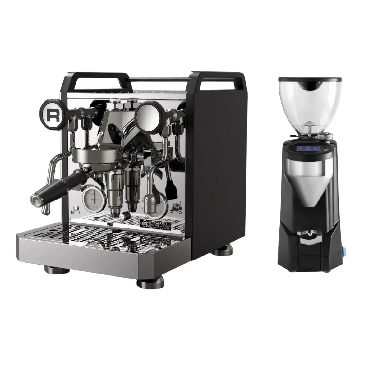 Rocket Mozzafiato R Fast Espresso Machine + Fausto Grinder - Home Bundle Kit Black