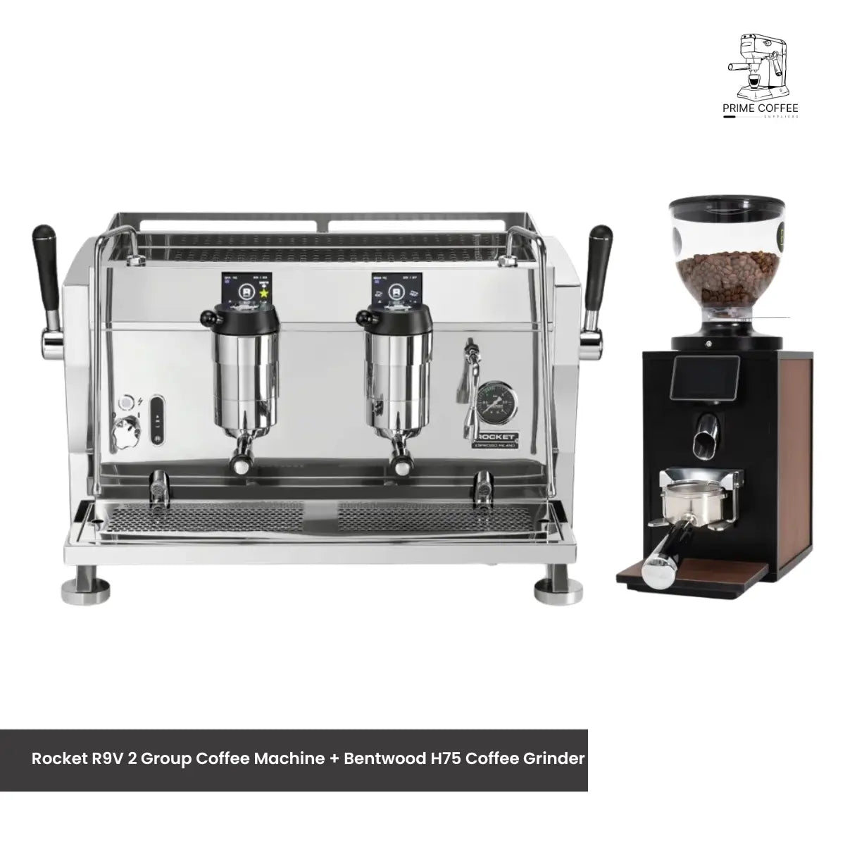 Rocket R9V 2 Group Coffee Machine + Bentwood H75 Coffee Grinder - Commercial Bundle Kit
