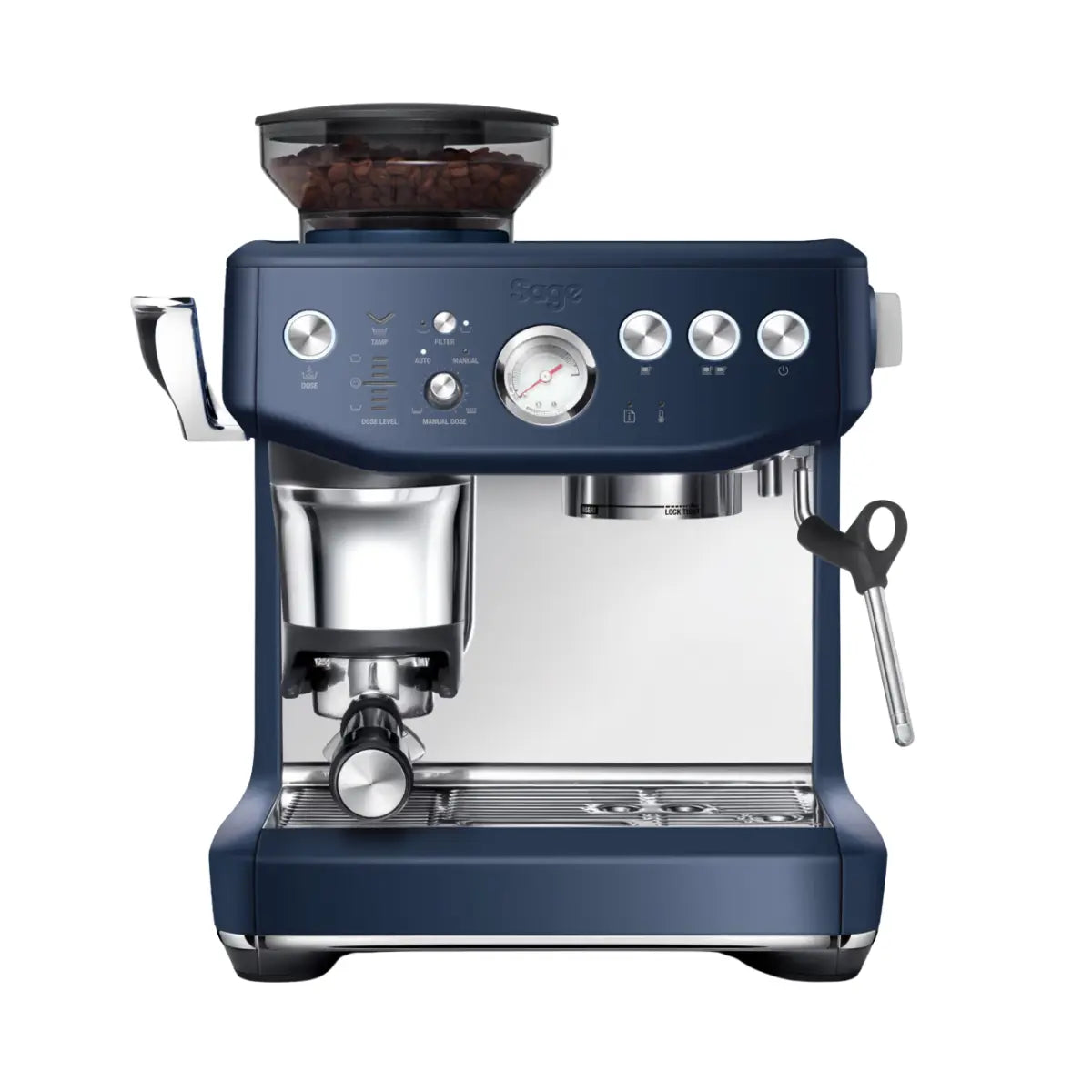 Sage the Barista Express Impress SES876BSS Espresso Machine | Manual Damson Blue