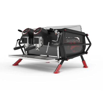Sanremo Café Racer: Naked Espresso Machine 2 Group - Advanced Stainless Steel Boiler Red Black