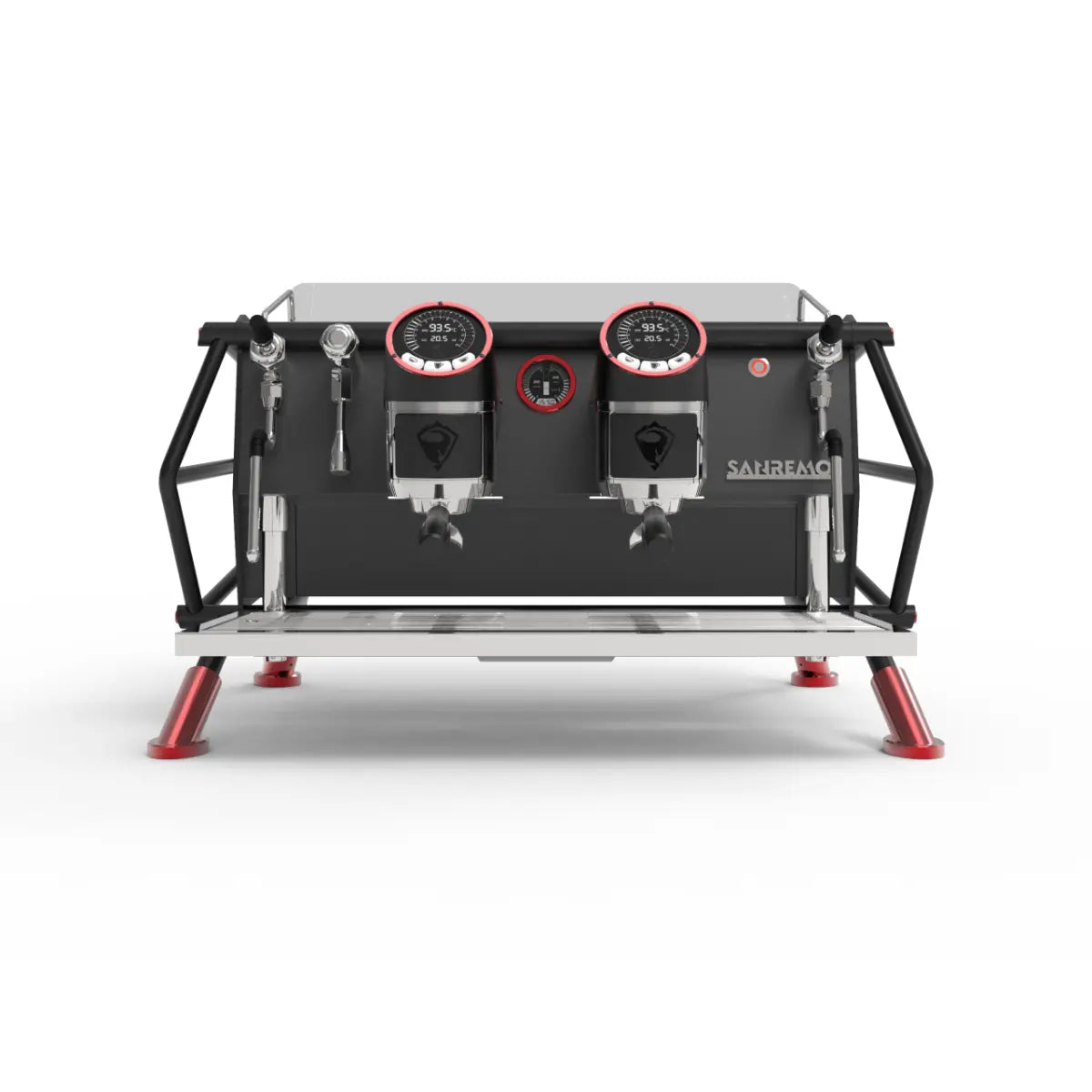 Sanremo Café Racer: Naked Espresso Machine 2 Group - Advanced Stainless Steel Boiler Red Black