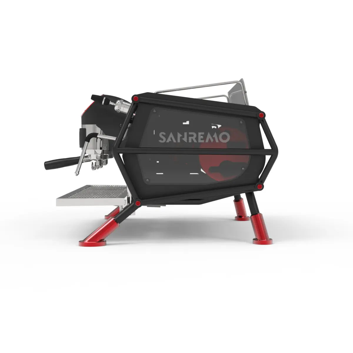 Sanremo Café Racer: Naked Espresso Machine 2 Group - Advanced Stainless Steel Boiler Red Black