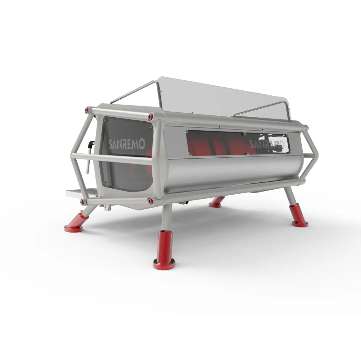 Sanremo Café Racer: Naked Espresso Machine 3 Group - Advanced Stainless Steel Boiler Steel-Red