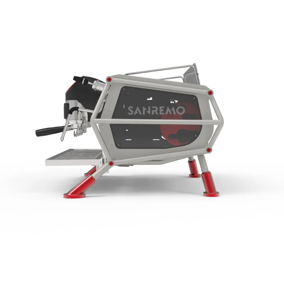 Sanremo Café Racer: Naked Espresso Machine 2 Group - Advanced Stainless Steel Boiler Steel Red