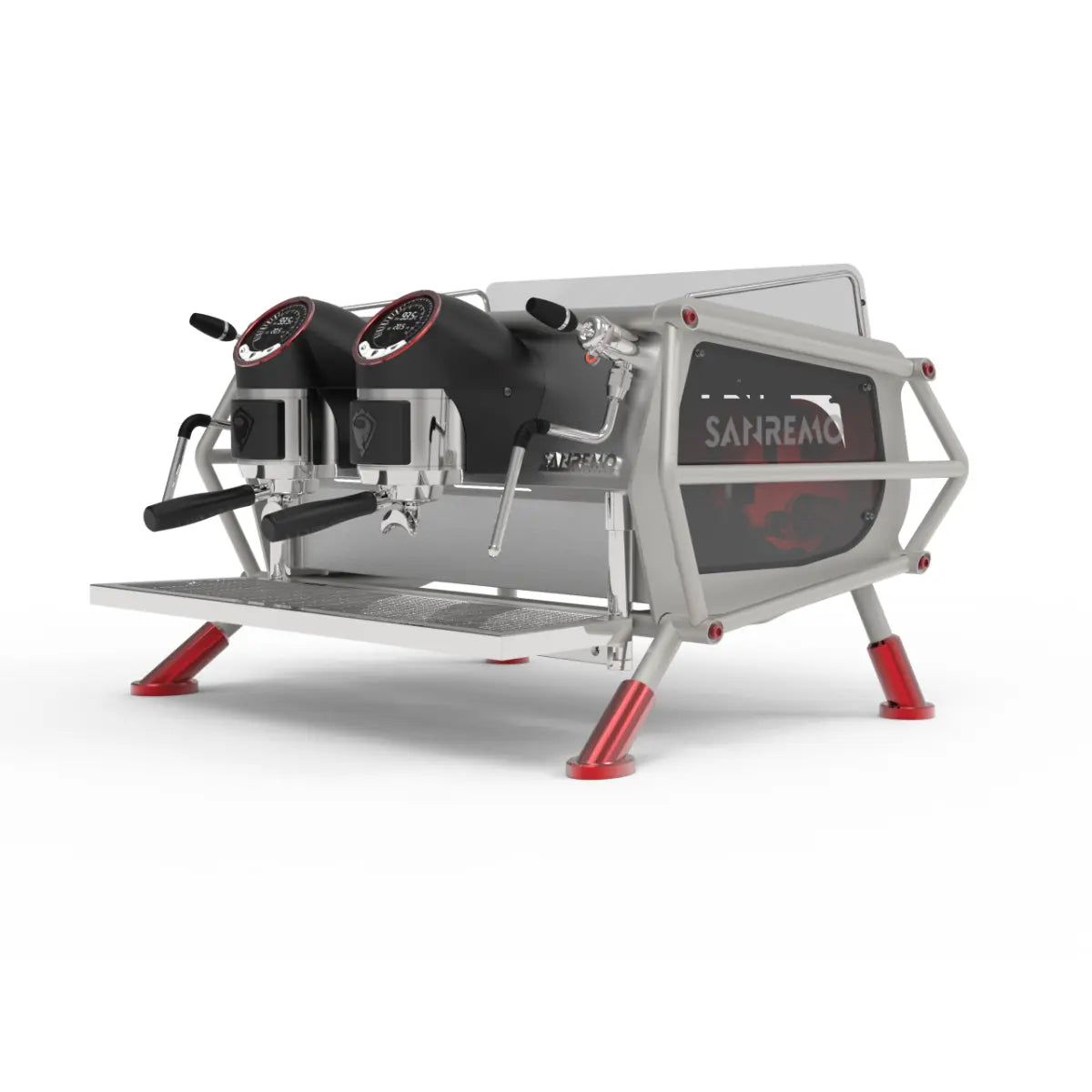 Sanremo Café Racer: Naked Espresso Machine 2 Group - Advanced Stainless Steel Boiler Steel Red