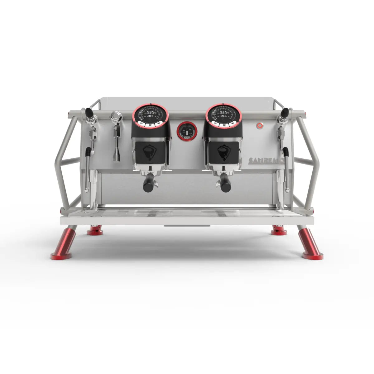 Sanremo Café Racer: Naked Espresso Machine 2 Group - Advanced Stainless Steel Boiler Steel Red