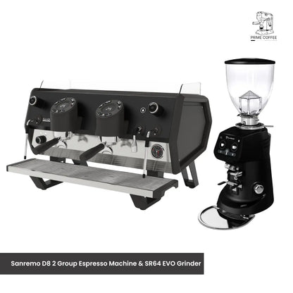 Sanremo D8 2 Group Espresso Machine & SR64 EVO Grinder - Commercial Bundle Kit - Prime Coffee Suppliers