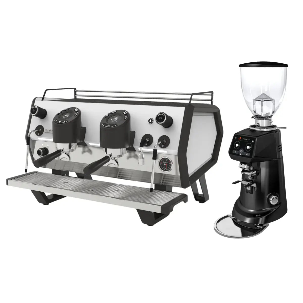 Sanremo D8 Pro 2 Group + Fiorenzato F83 E Sense Grinder - Commercial Bundle Kit Black and White