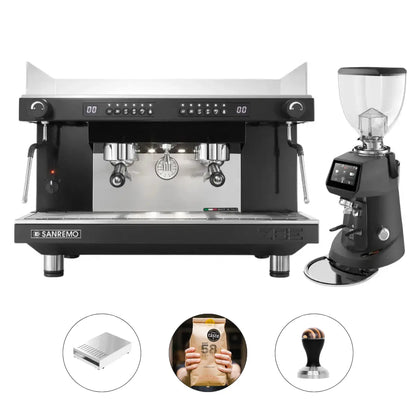 Sanremo Zoe Competition 2 Group Espresso Machine + SR64 EVO Pro Sense Grinder - Commercial Bundle Kit Black