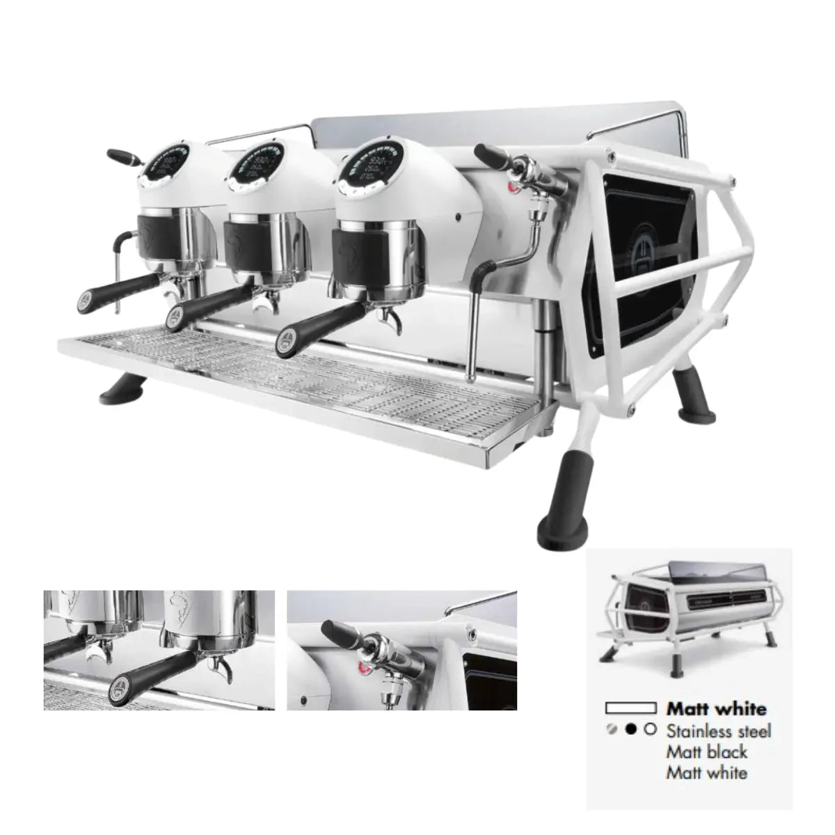 Sanremo Café Racer: Custom Made Espresso Machine 2/3 Group - Advanced Stainless Steel Boiler Black and White