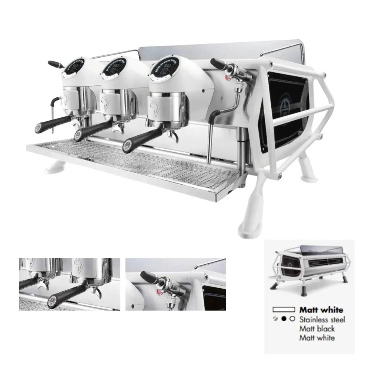 Sanremo Café Racer: Custom Made Espresso Machine 2/3 Group - Advanced Stainless Steel Boiler Full White