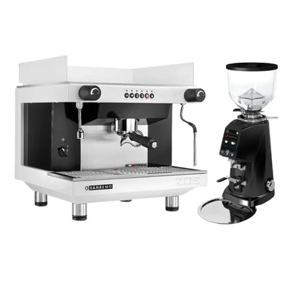 Sanremo Zoe SED 1 Group Espresso Machine + Fiorenzato F4 EVO Grinder - Commercial Bundle Kit Black and White