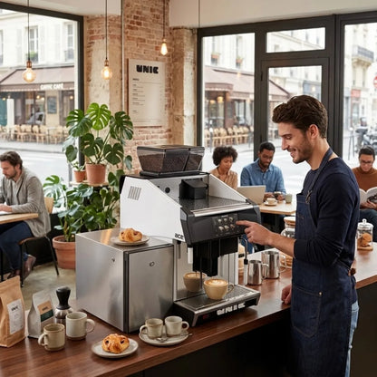 UNIC Tango Ace Espresso Machine - Bean to Cup + 200 Cups per Day - Espresso Machine - Prime Coffee Suppliers