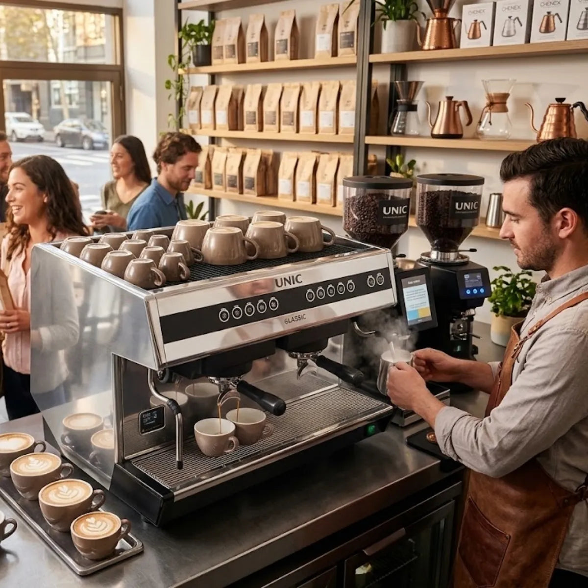 UNIC Classic E Espresso Machines - PID + 150-400 Cups per Day - Espresso Machine - Prime Coffee Suppliers