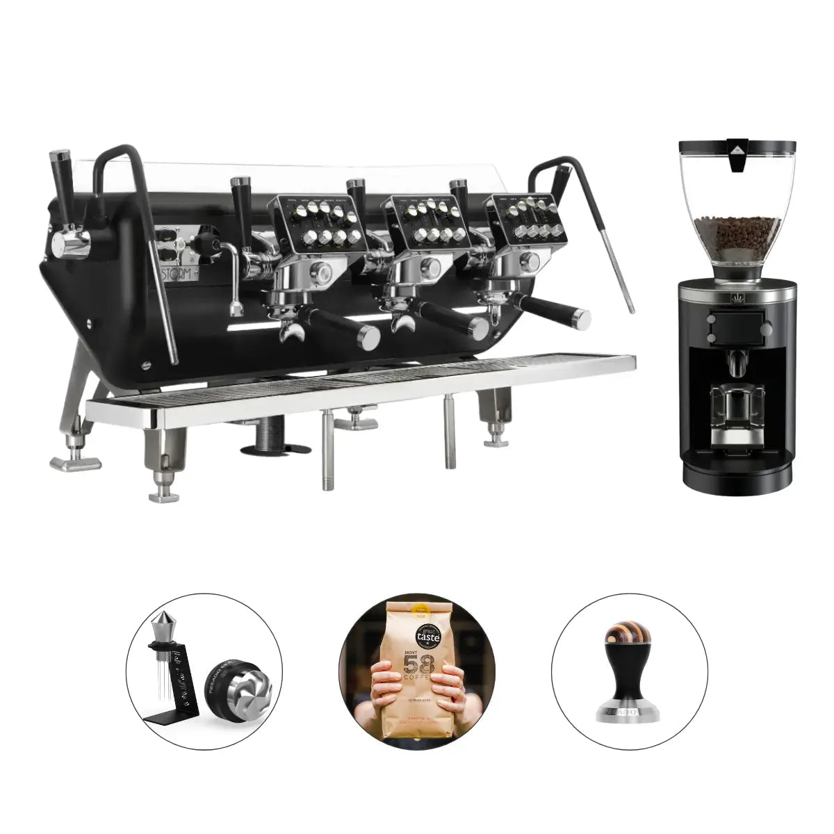 Barista Attitude Storm Profilo 2 Group Espresso Machine + Mahlkonig E80W GBS Grinder - Commercial Bundle Kit
