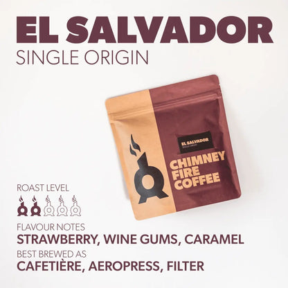 Chimney Fire - Chimney Fire El Salvador Coffee Beans - Strawberry, Wine Gums, Caramel - Coffee Beans - Prime Coffee Suppliers