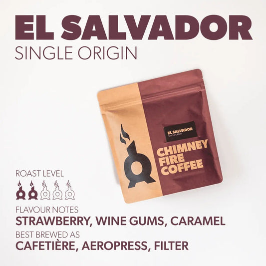 Chimney Fire - Chimney Fire El Salvador Coffee Beans - Strawberry, Wine Gums, Caramel - Coffee Beans - Prime Coffee Suppliers