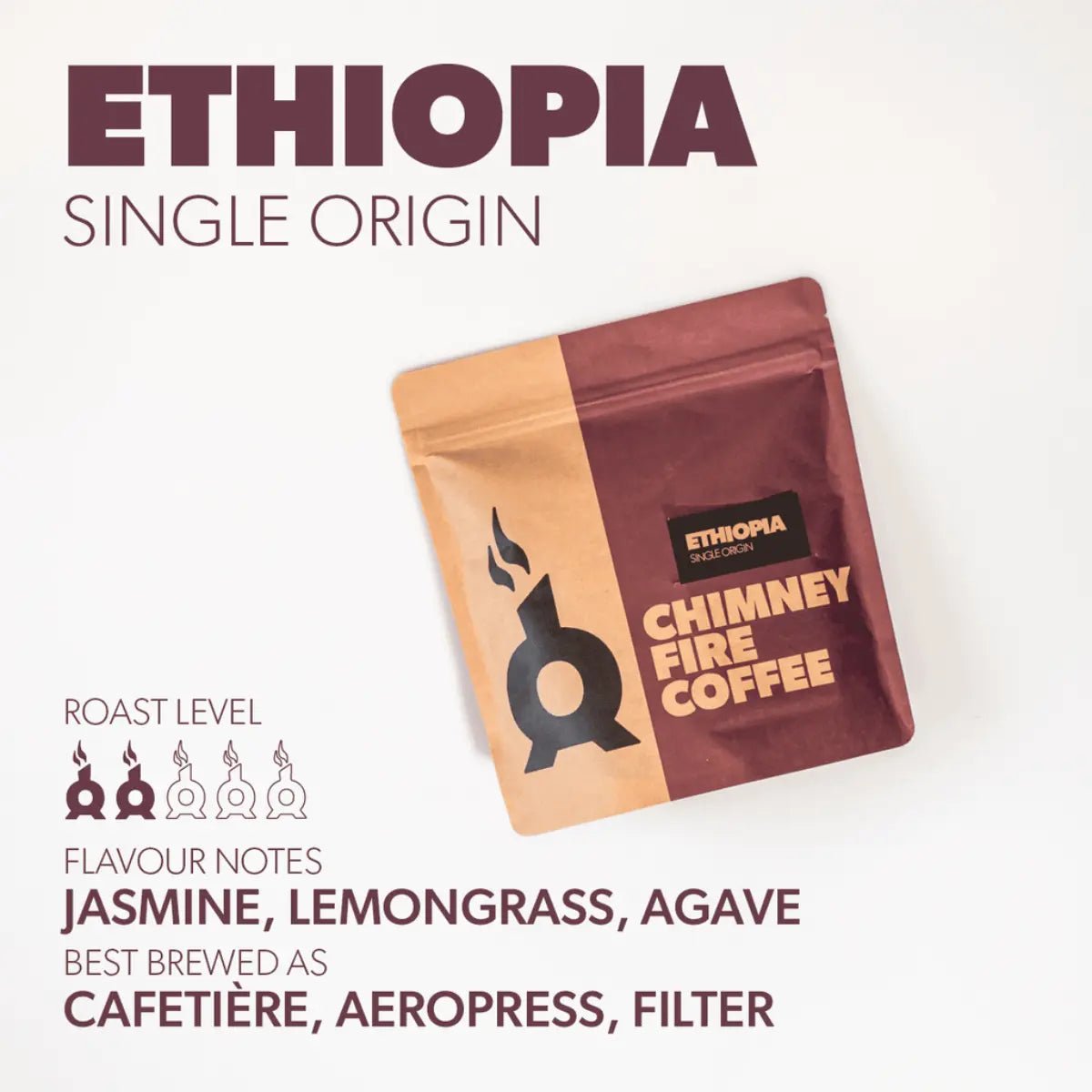 Chimney Fire - Chimney Fire Ethiopia Coffee Beans - Jasmine, Lemongrass, Agave - Coffee Beans - Prime Coffee Suppliers