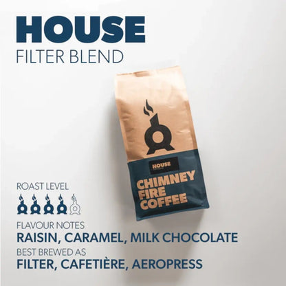 Chimney Fire - Chimney Fire House Filter Blend - Raisin, Caramel, Milk Chocolate - Coffee Beans - Prime Coffee Suppliers