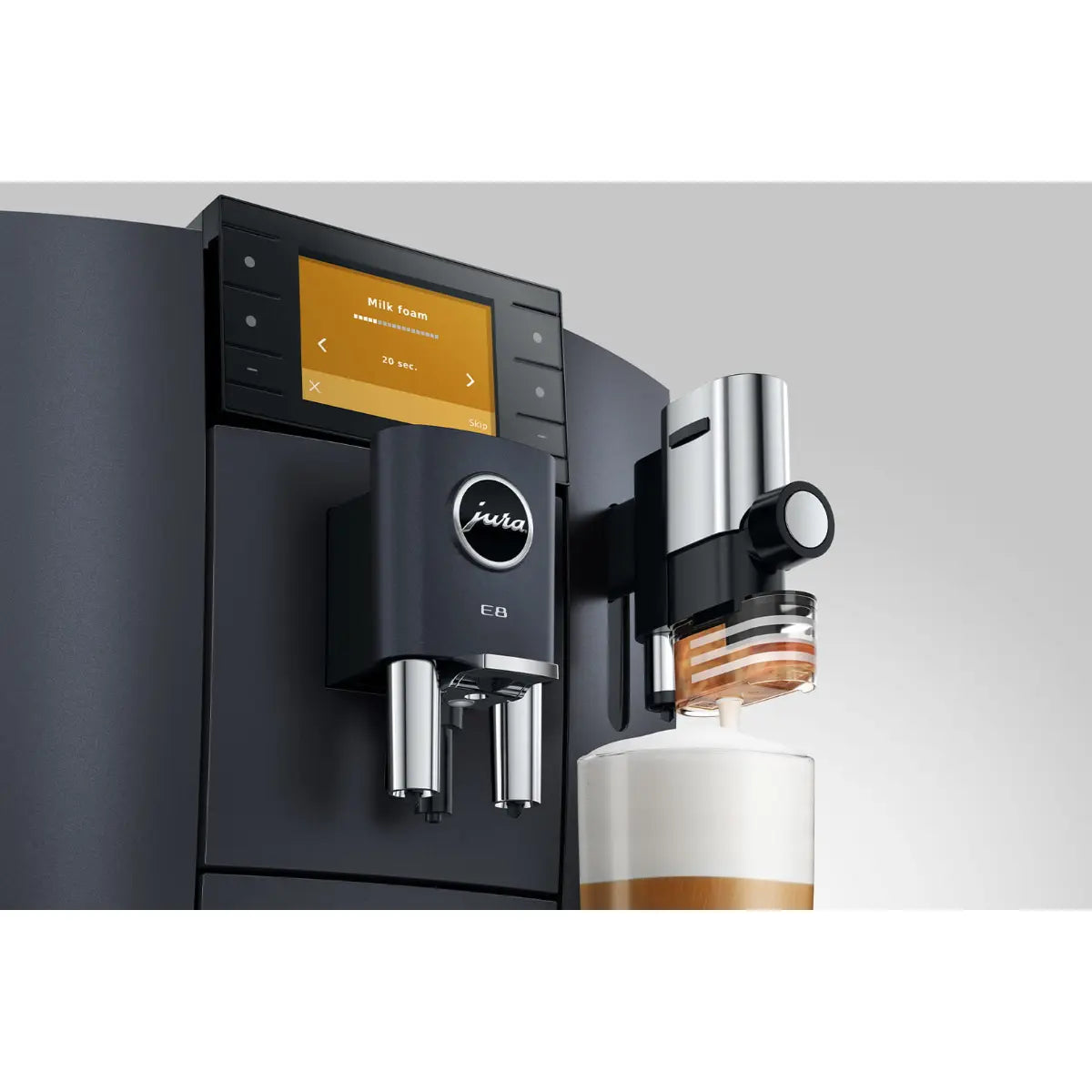 JURA E8 Automatic Bean to Cup Espresso Machine - Cosmic Black - Milk Foam Function
