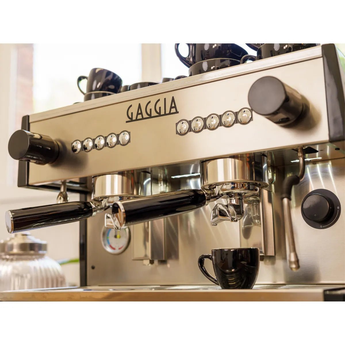 Gaggia Milano La Nera 2 Group Espresso Machine -  Stainless Steel With Copper Boiler and Smartia Connect - Prime Coffee