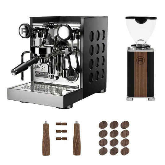 Rocket Espresso - Rocket Appartamento TCA Espresso Machine + Giannino Grinder + Wooden Kit - Home Bundle Kit - Espresso Machine - Prime Coffee Suppliers