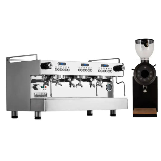 Rocket Espresso Boxer EVO 2 Group Coffee Machine + Bentwood Vertical 63 Coffee Grinder - Commercial Bundle Kit